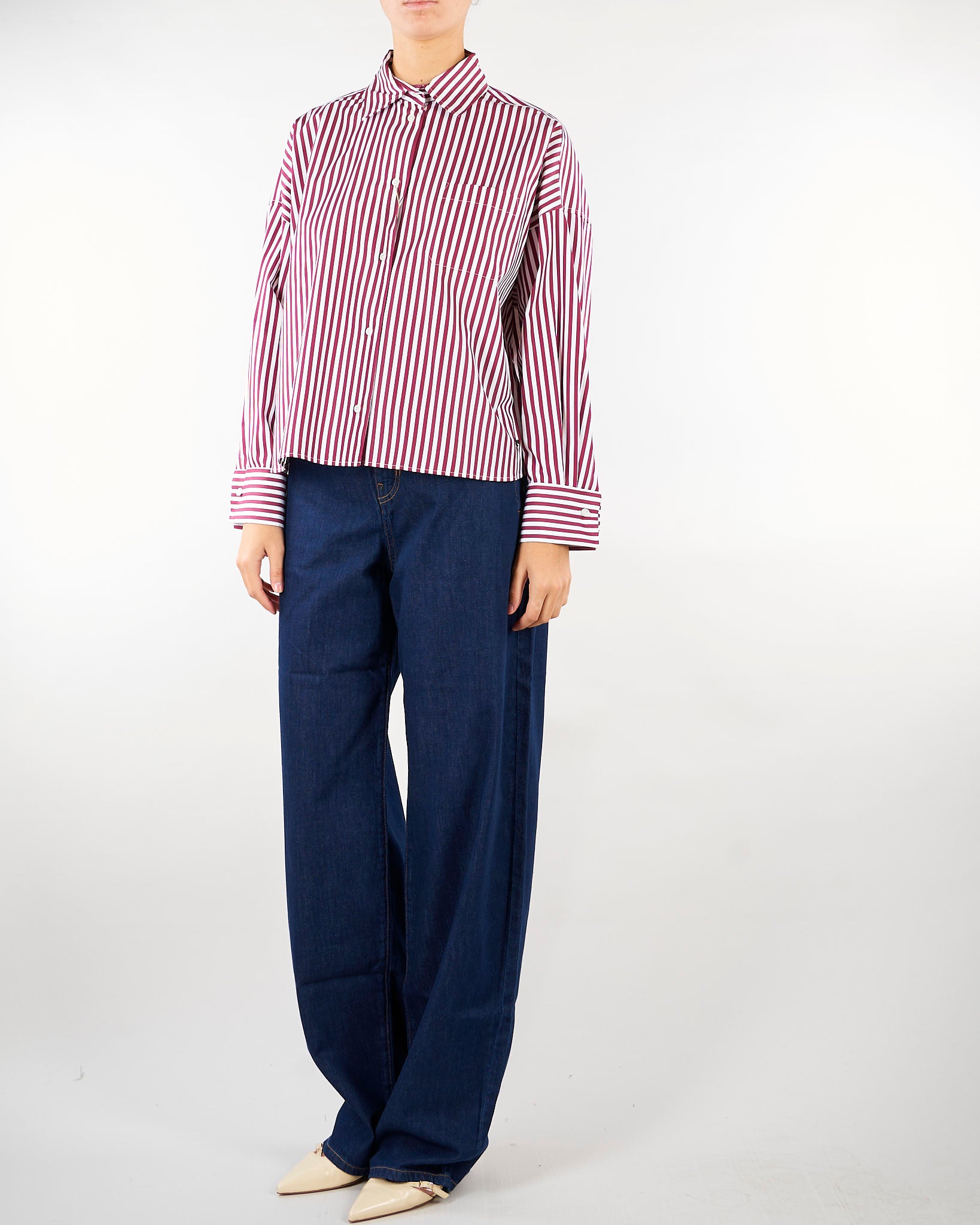 Camicia Bordeaux-Bianco in popeline di cotone WKDOVATTA 5 WEEKEND MAX MARA 