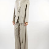 Pantalone Taupe wide leg in tela di lana WKDOVVIO 1 WEEKEND MAX MARA 