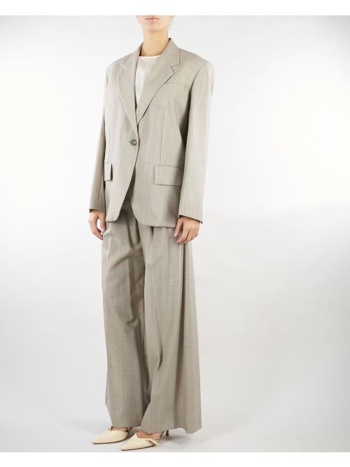 Pantalone Taupe wide leg in tela di lana WKDOVVIO 1 WEEKEND MAX MARA 