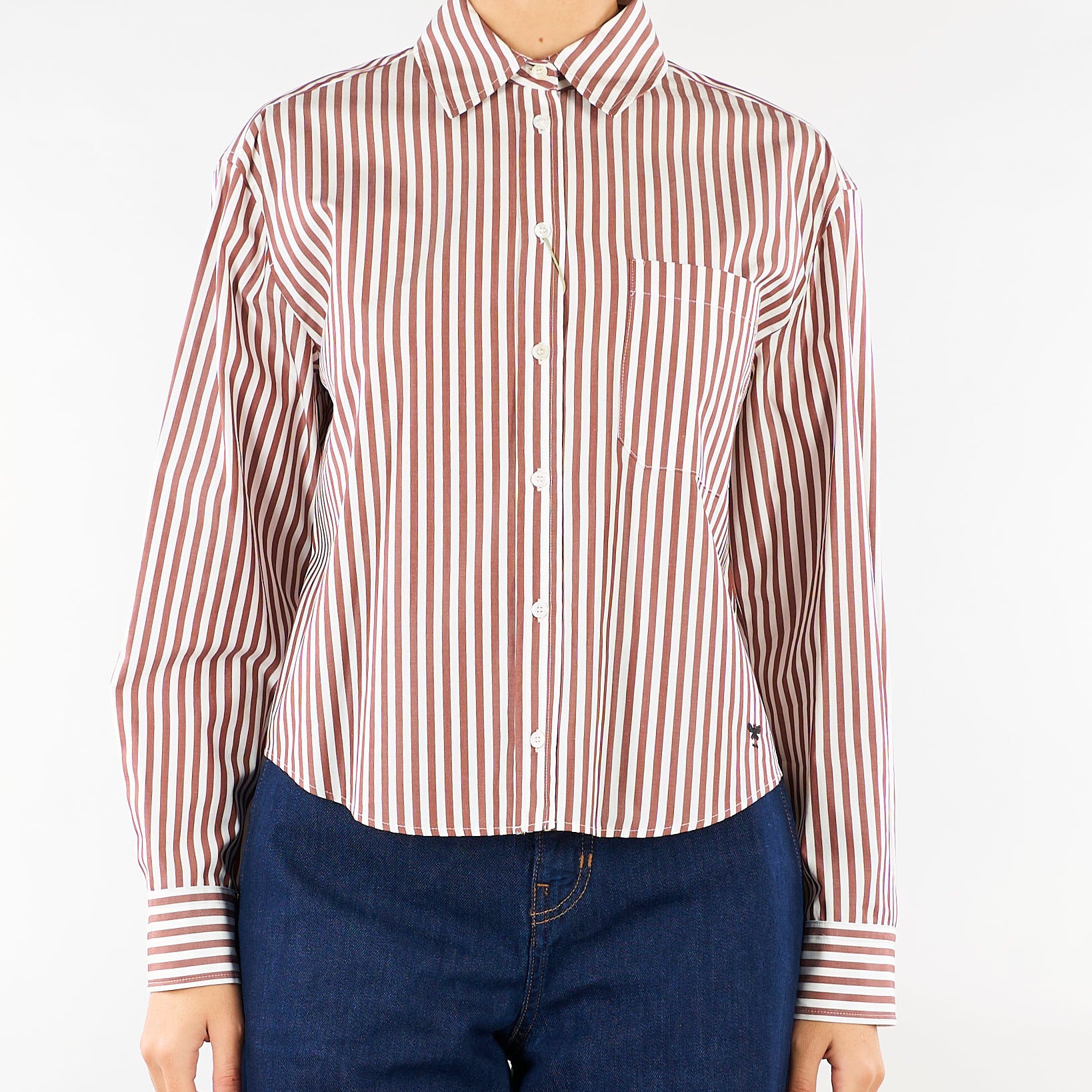 Camicia Marrone-Bianco in popeline di cotone WKDPANETTO 4 WEEKEND MAX MARA 
