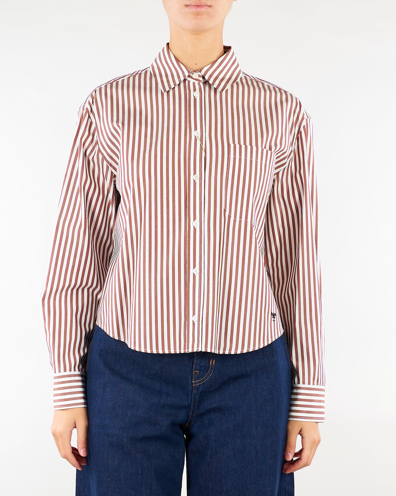 Camicia Marrone-Bianco in popeline di cotone WKDPANETTO 4 WEEKEND MAX MARA 