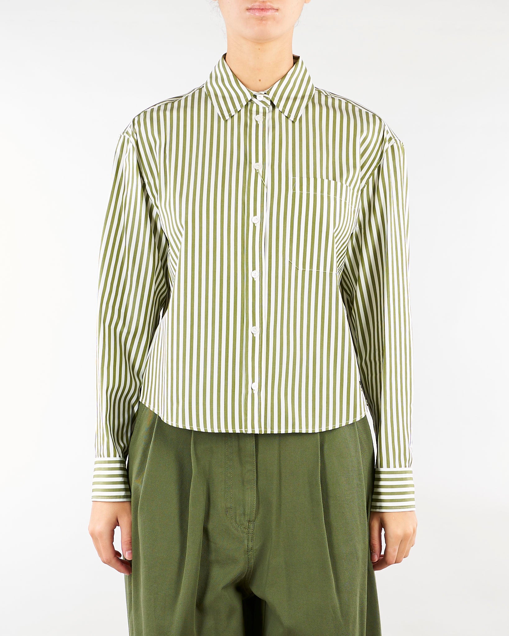 Camicia Verde-Bianco in popeline di cotone WKDPANETTO 5 WEEKEND MAX MARA 