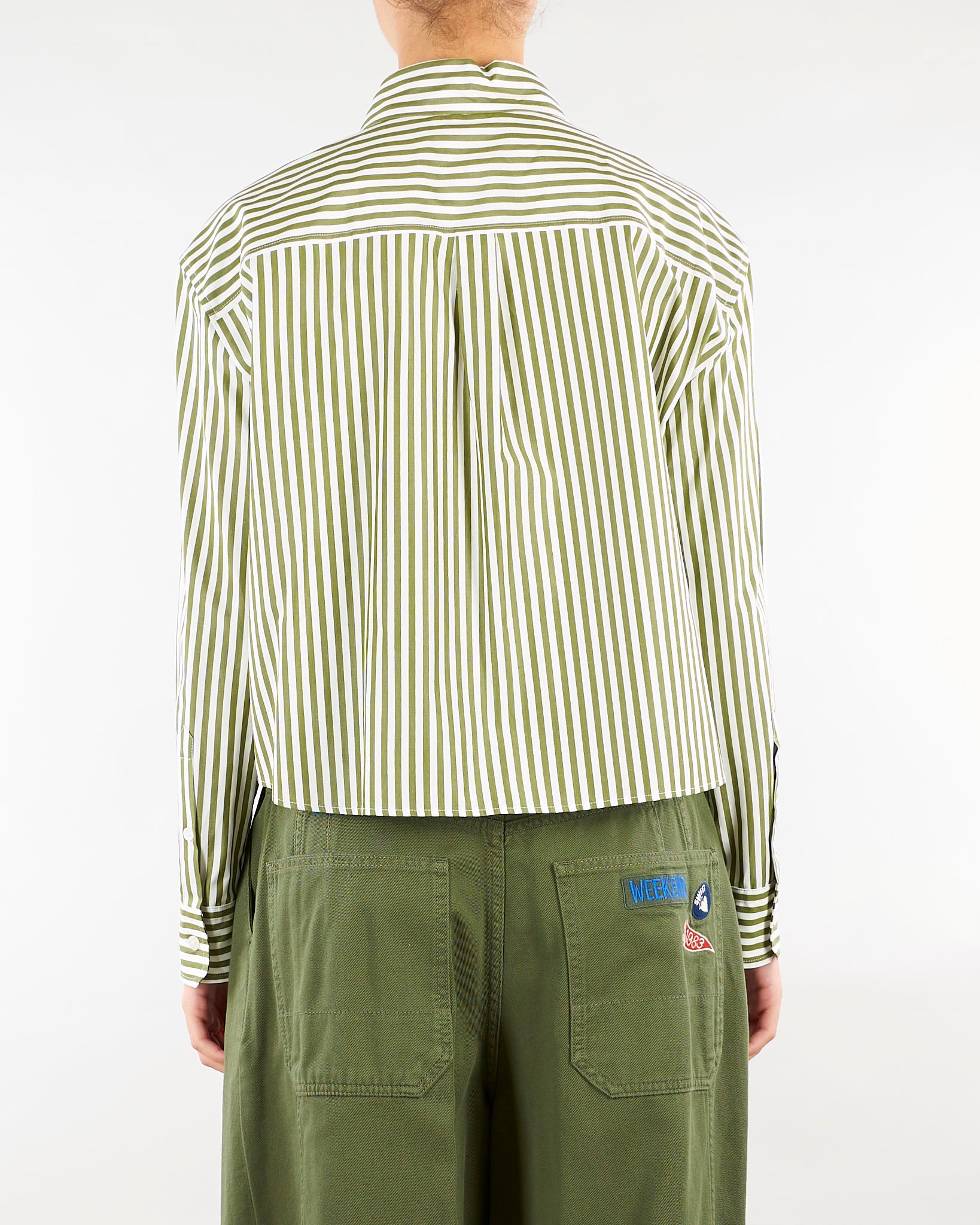 Camicia Verde-Bianco in popeline di cotone WKDPANETTO 5 WEEKEND MAX MARA 