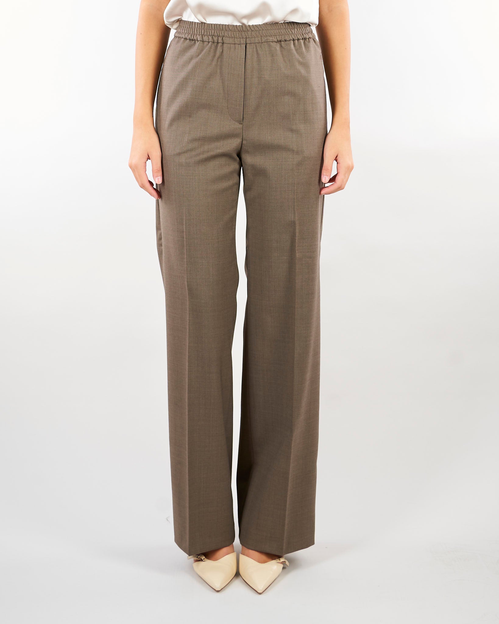 Pantalone Tortora in batavia di lana stretch WKDPETRA 1 WEEKEND MAX MARA 