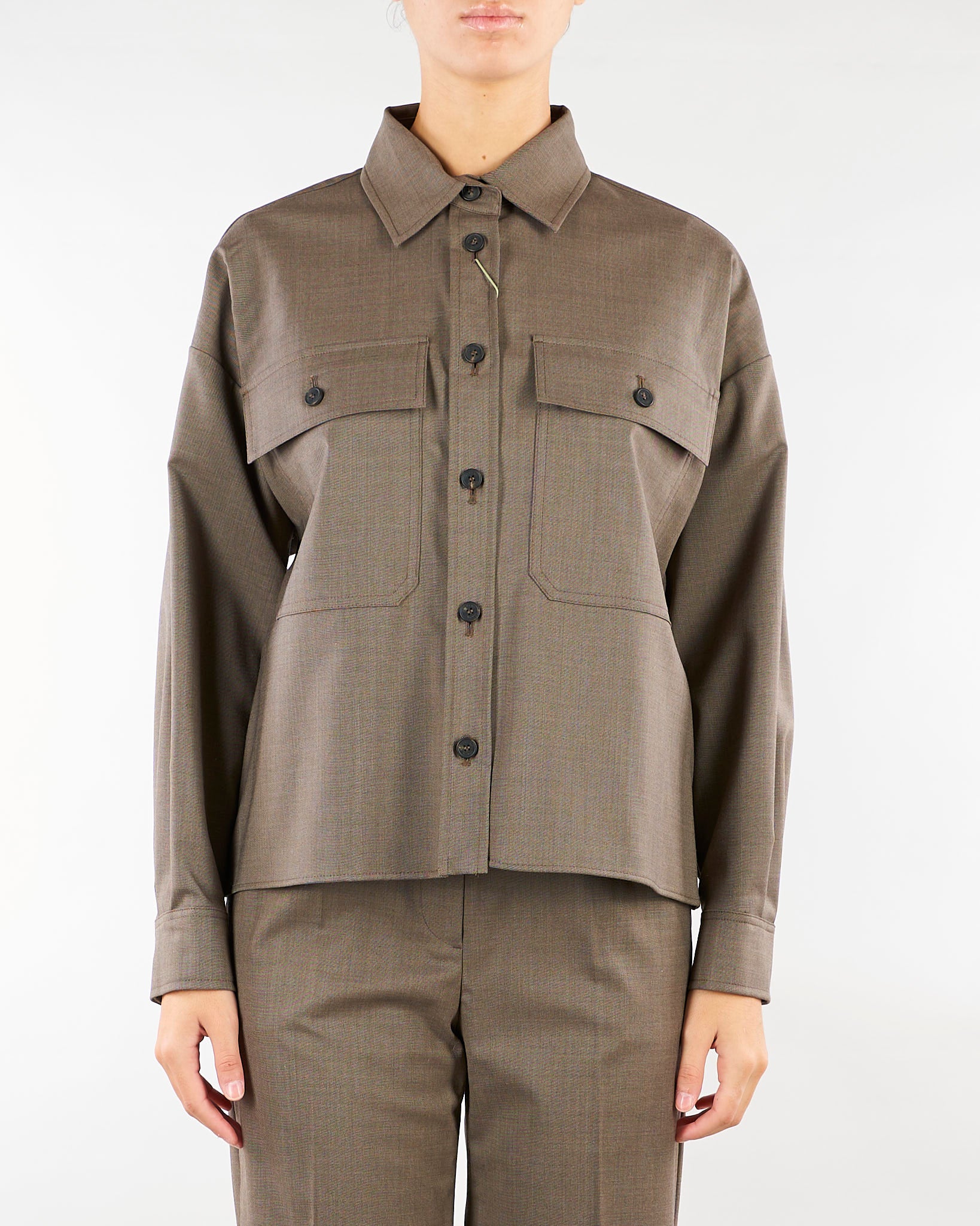 Giacca Camicia Tortora in batavia di lana stretch WKDRADURA 1 WEEKEND MAX MARA 