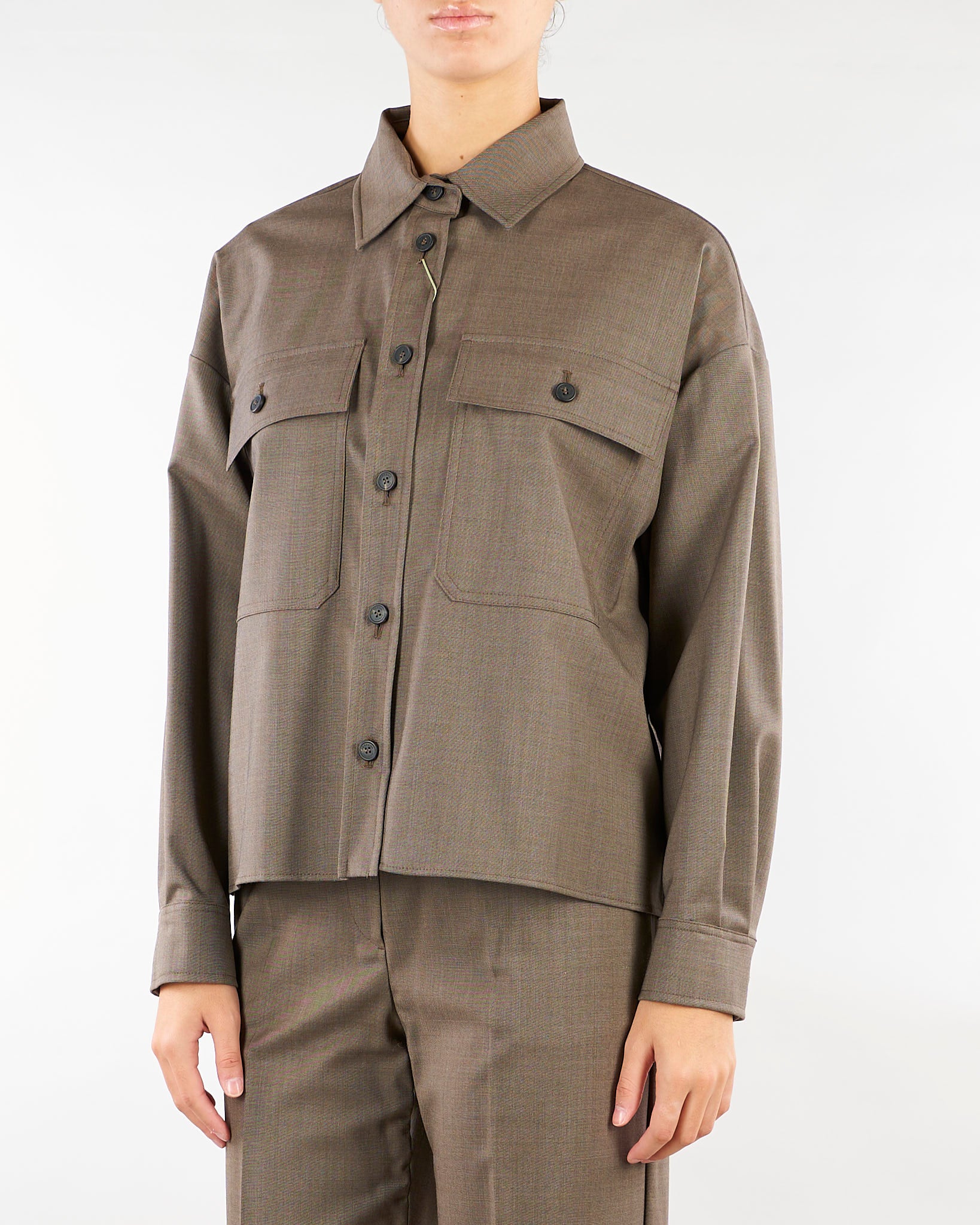 Giacca Camicia Tortora in batavia di lana stretch WKDRADURA 1 WEEKEND MAX MARA 