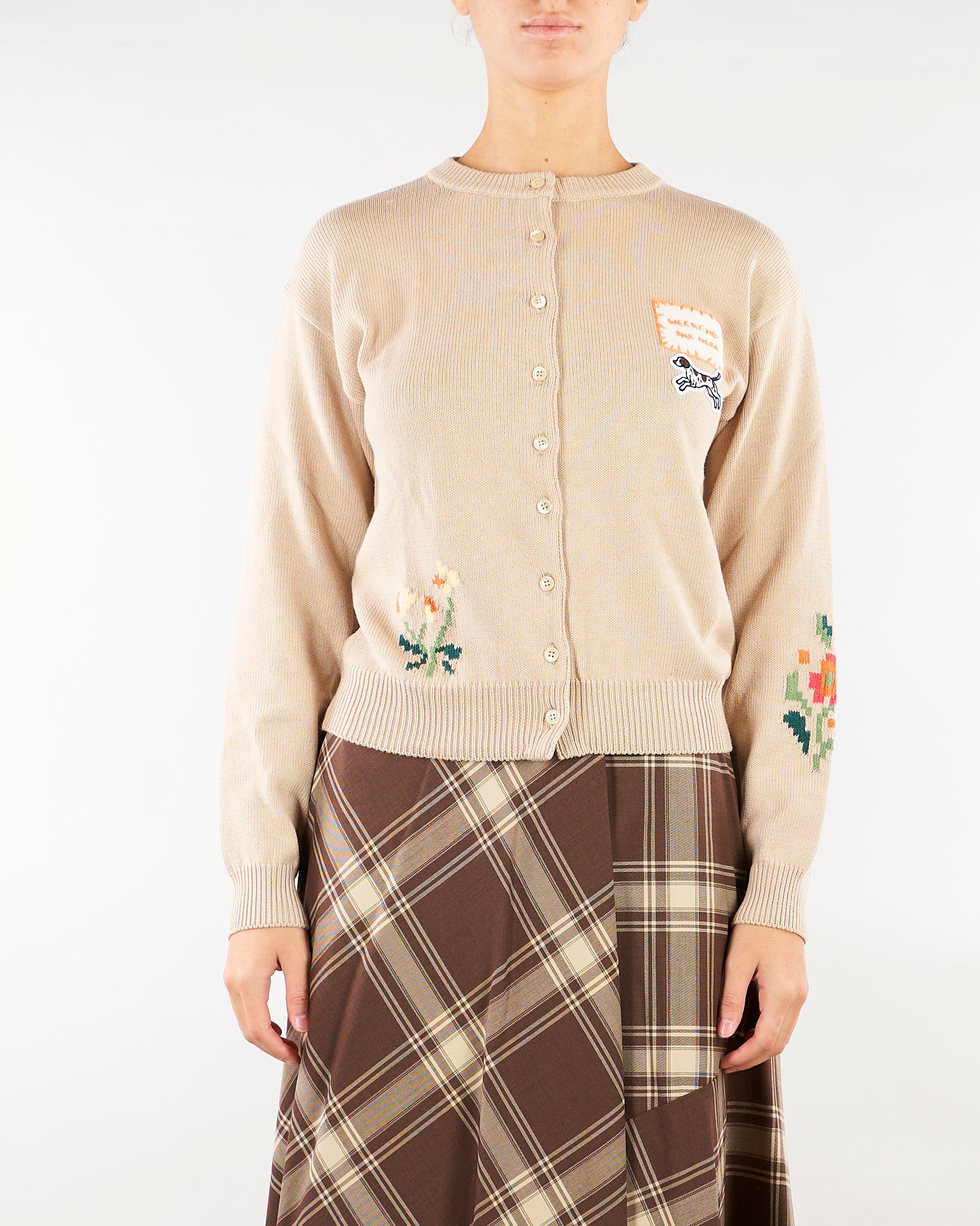 Cardigan Beige in filato di cotone con intarsi WKDTEIERA 22 WEEKEND MAX MARA 