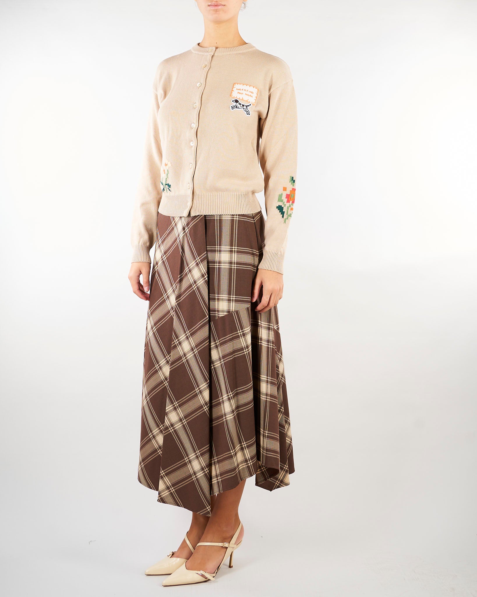 Cardigan Beige in filato di cotone con intarsi WKDTEIERA 22 WEEKEND MAX MARA 