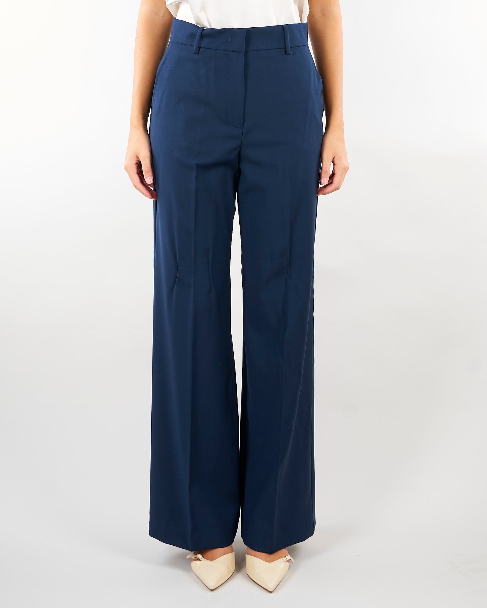 Pantalone Blu palazzo in lana stretch WKDVISIVO 1 WEEKEND MAX MARA 