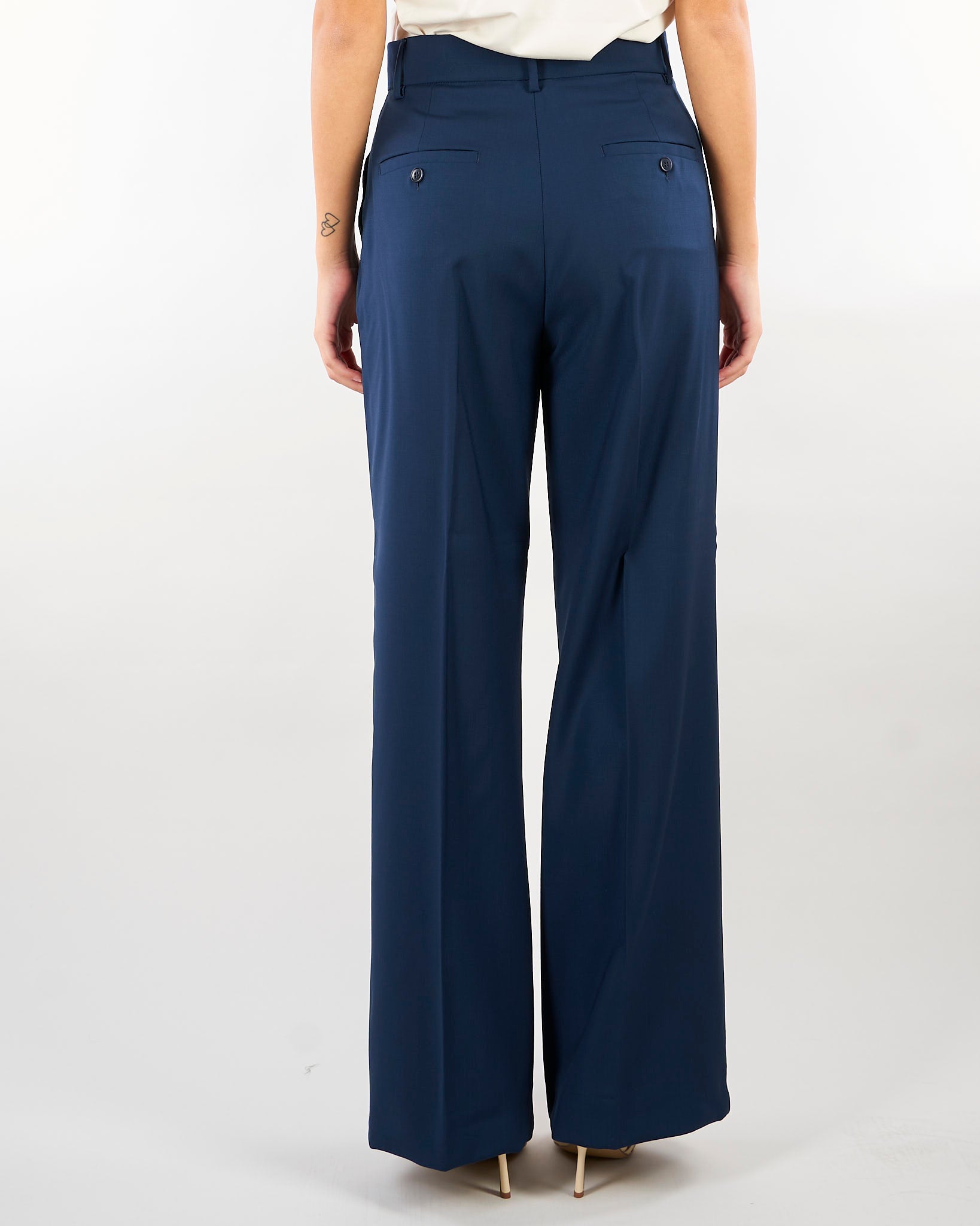 Pantalone Blu palazzo in lana stretch WKDVISIVO 1 WEEKEND MAX MARA 