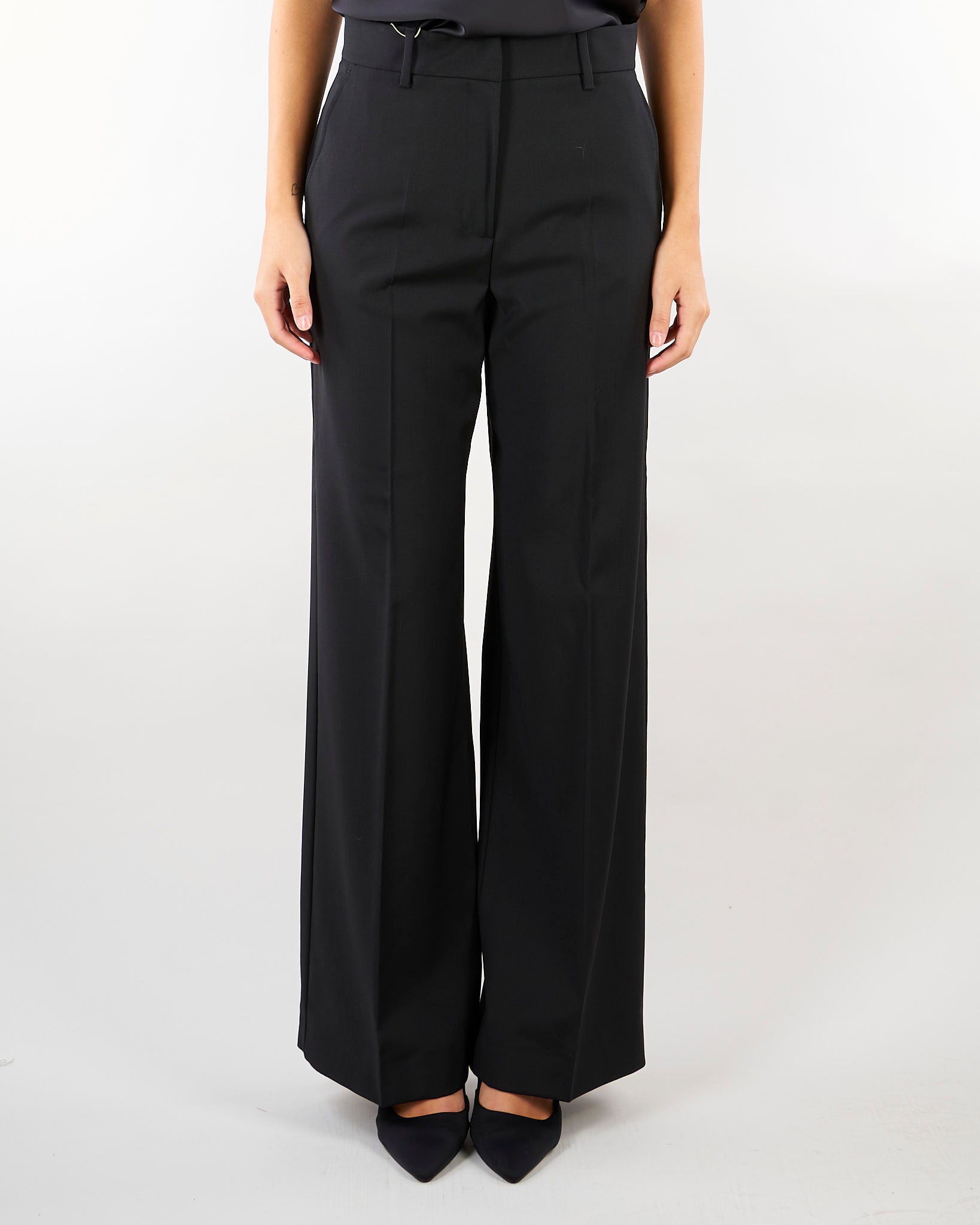 Pantalone Nero palazzo in lana stretch WKDVISIVO 2 WEEKEND MAX MARA 