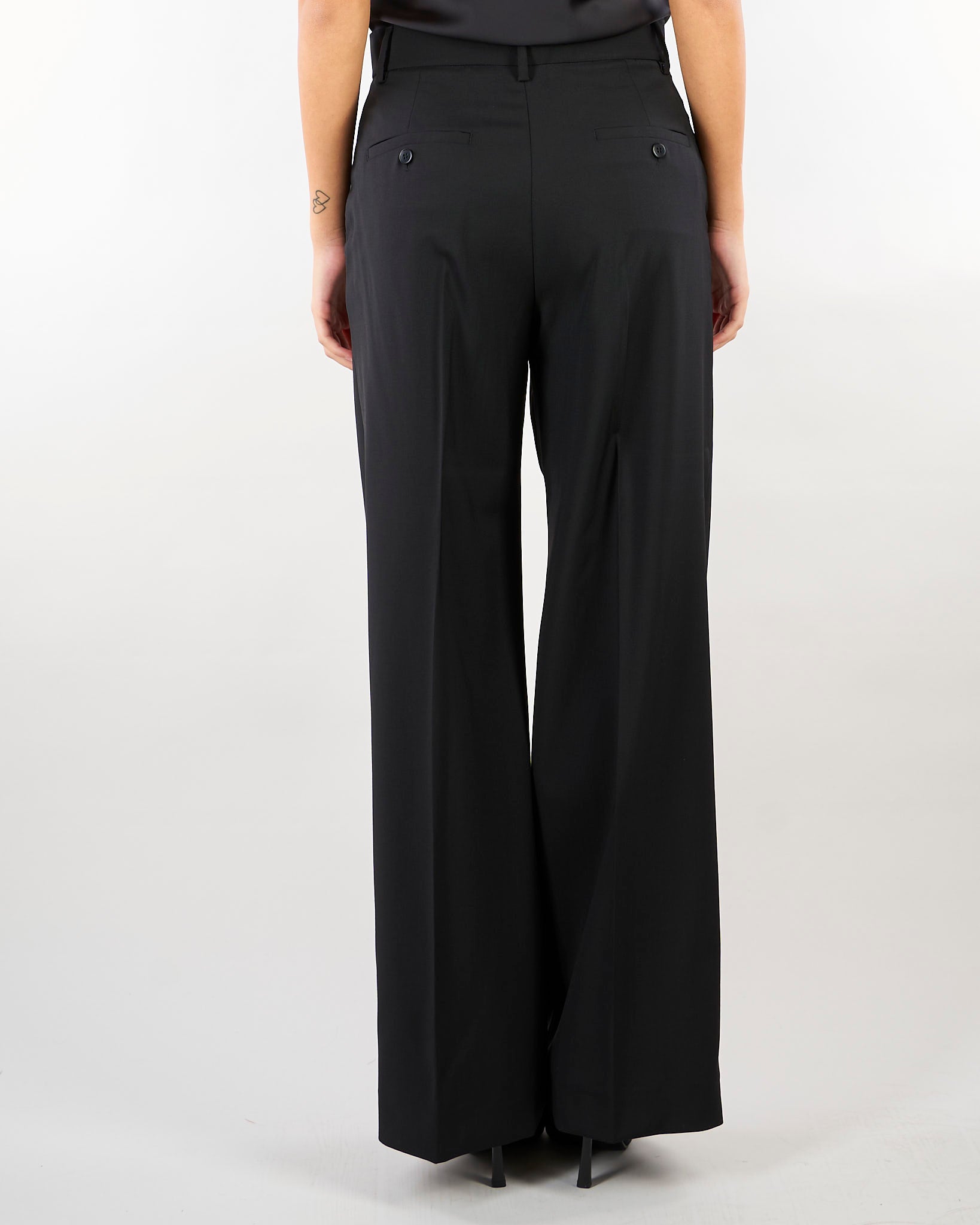 Pantalone Nero palazzo in lana stretch WKDVISIVO 2 WEEKEND MAX MARA 