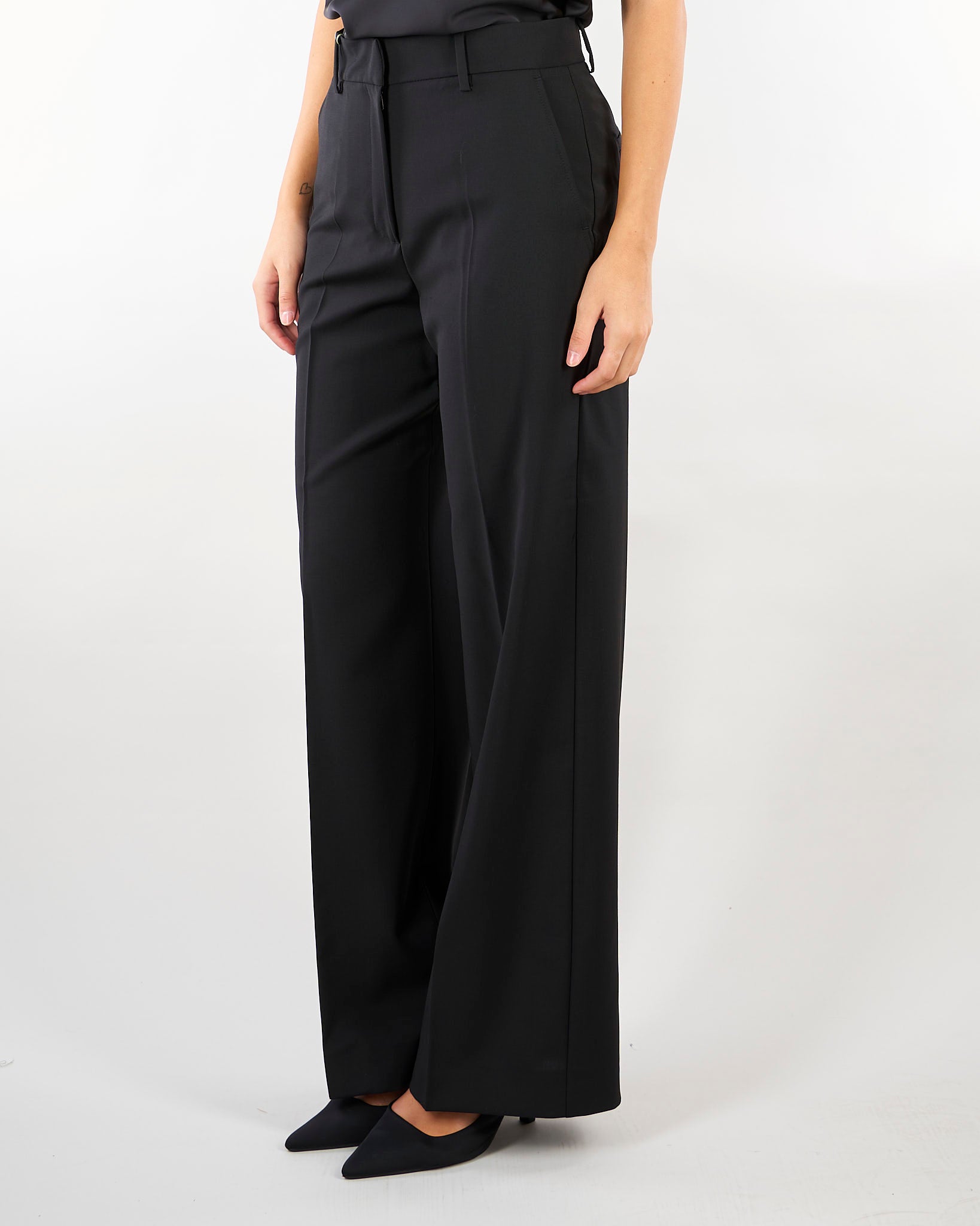 Pantalone Nero palazzo in lana stretch WKDVISIVO 2 WEEKEND MAX MARA 