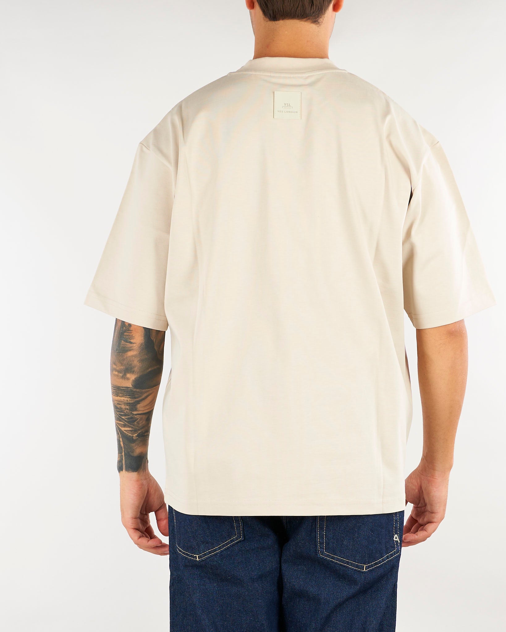 T-shirt Beige in cotone pesante Relaxed fit XM4309 35 YES LONDON 