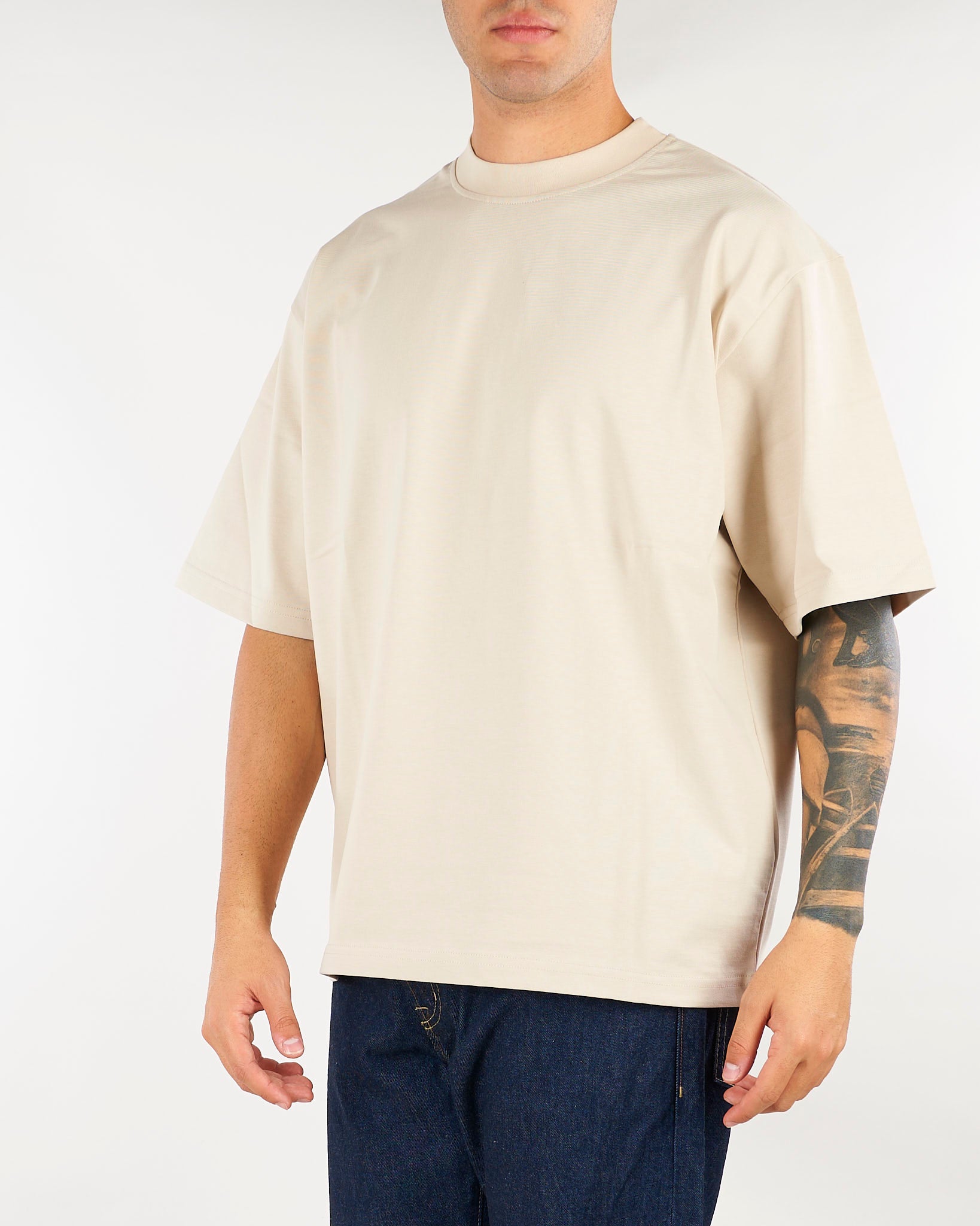 T-shirt Beige in cotone pesante Relaxed fit XM4309 35 YES LONDON 