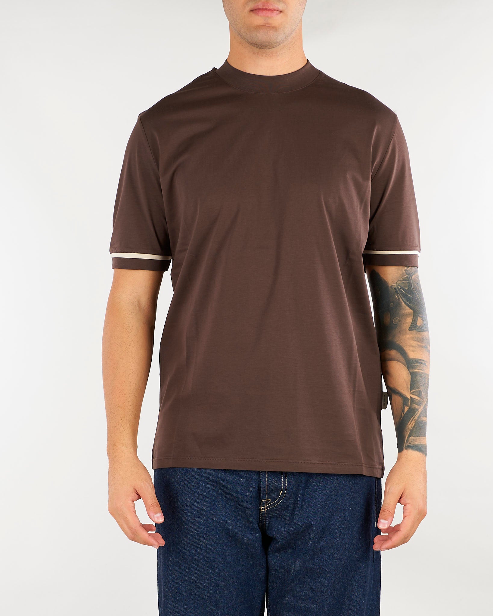 T-shirt Moro in cotone mercerizzato con profili a contrasto XM4321 87 YES LONDON 