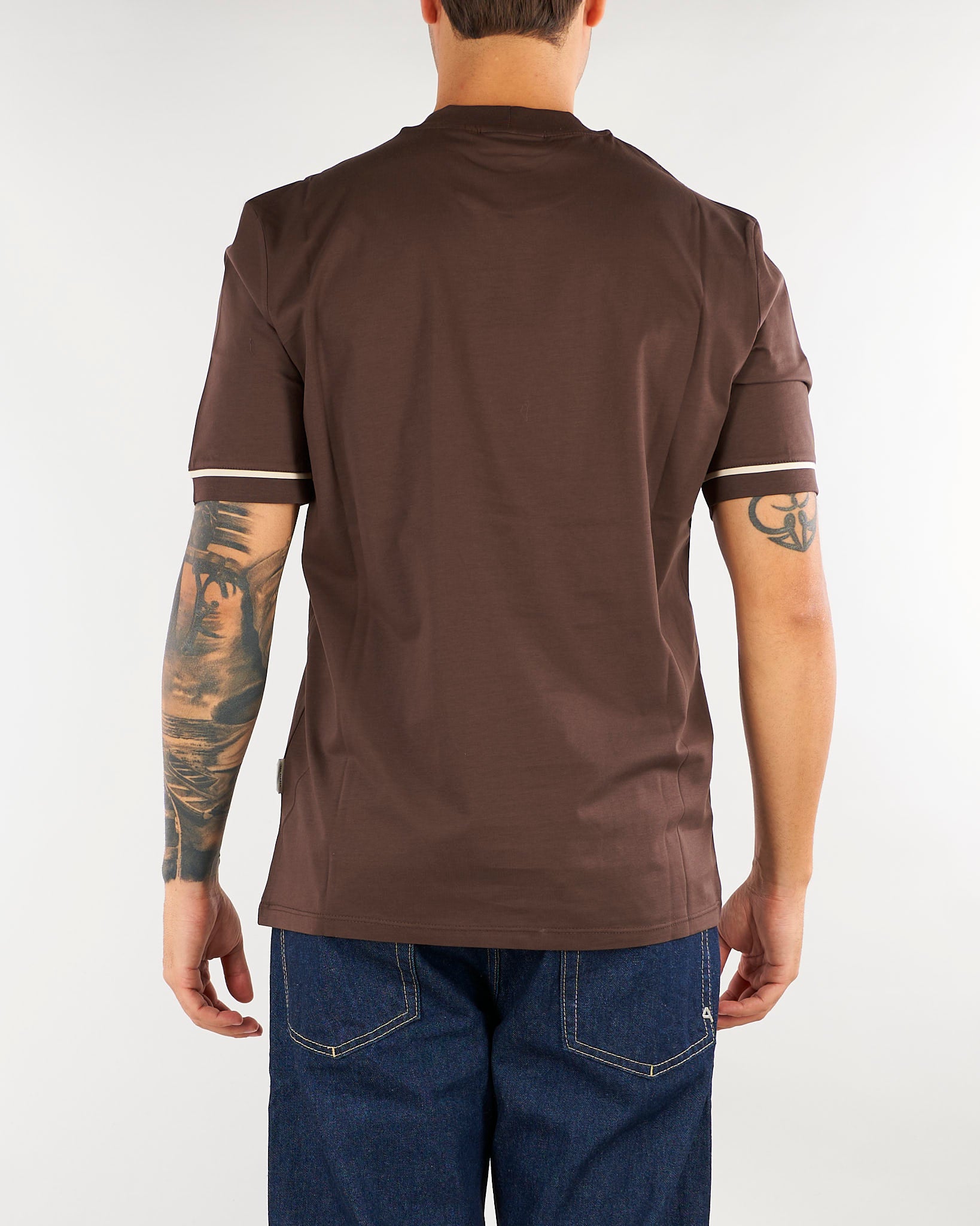 T-shirt Moro in cotone mercerizzato con profili a contrasto XM4321 87 YES LONDON 