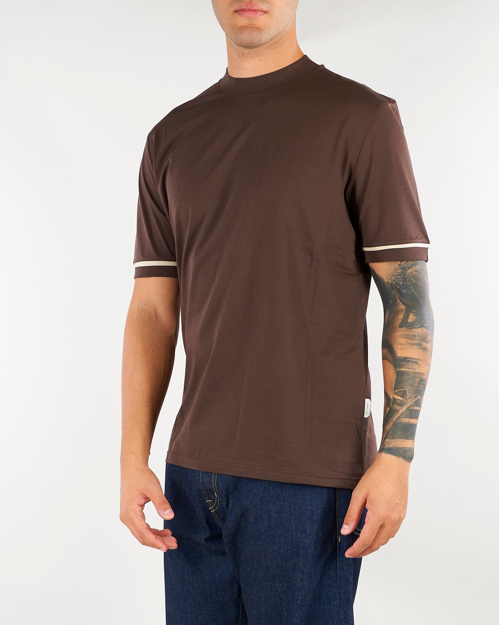 T-shirt Moro in cotone mercerizzato con profili a contrasto XM4321 87 YES LONDON 
