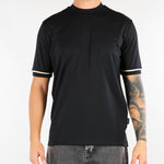 T-shirt Nero in cotone mercerizzato con profili a contrasto XM4321 99 YES LONDON 