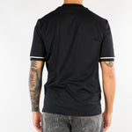 T-shirt Nero in cotone mercerizzato con profili a contrasto XM4321 99 YES LONDON 