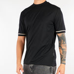 T-shirt Nero in cotone mercerizzato con profili a contrasto XM4321 99 YES LONDON 