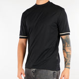 T-shirt Nero in cotone mercerizzato con profili a contrasto XM4321 99 YES LONDON 