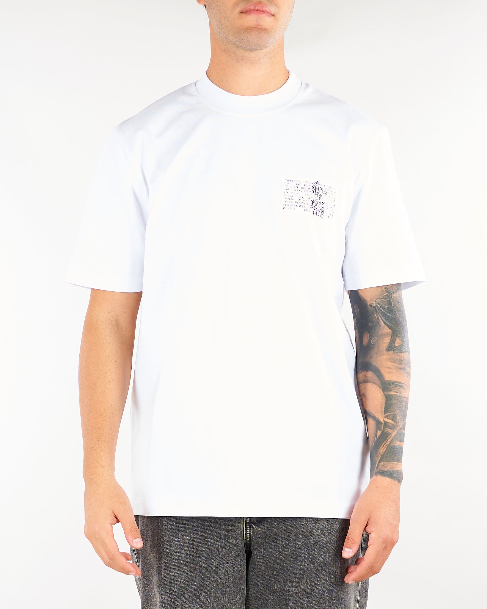 T-shirt Bianco con patch XM4328 1 YES LONDON 