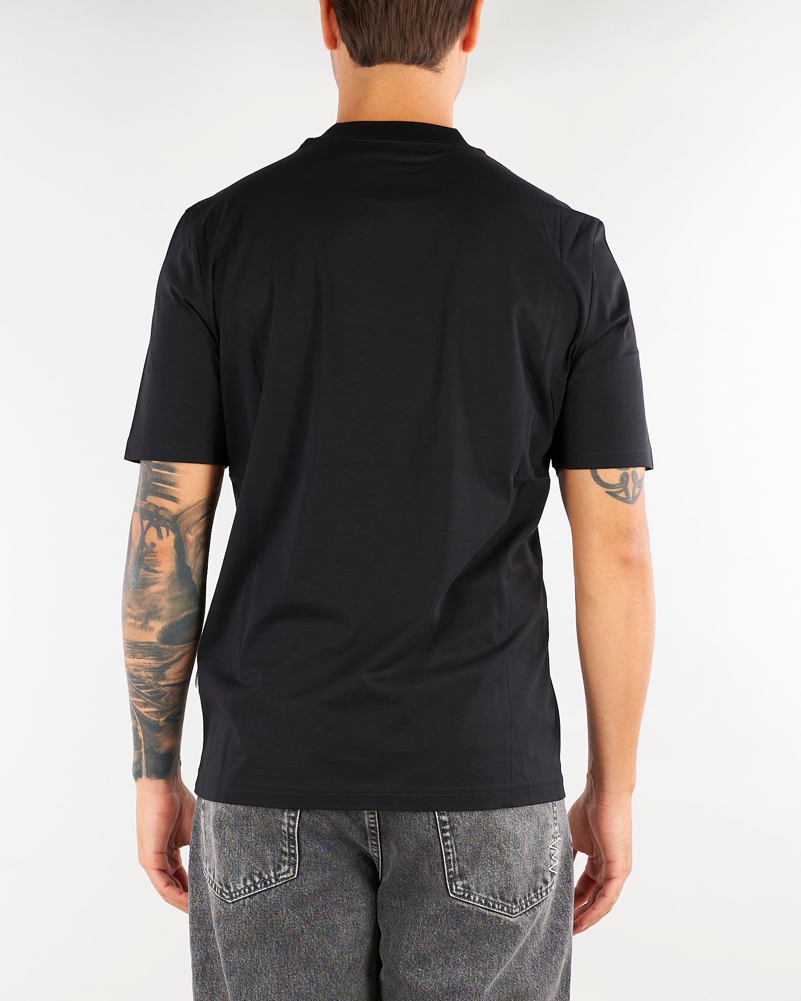 T-shirt Nero in cotone mercerizzato XM4334 99 YES LONDON 