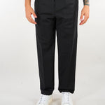 Pantalone Nero straight fit in lana vergine con elastico inn vita XP3415 99 YES LONDON 