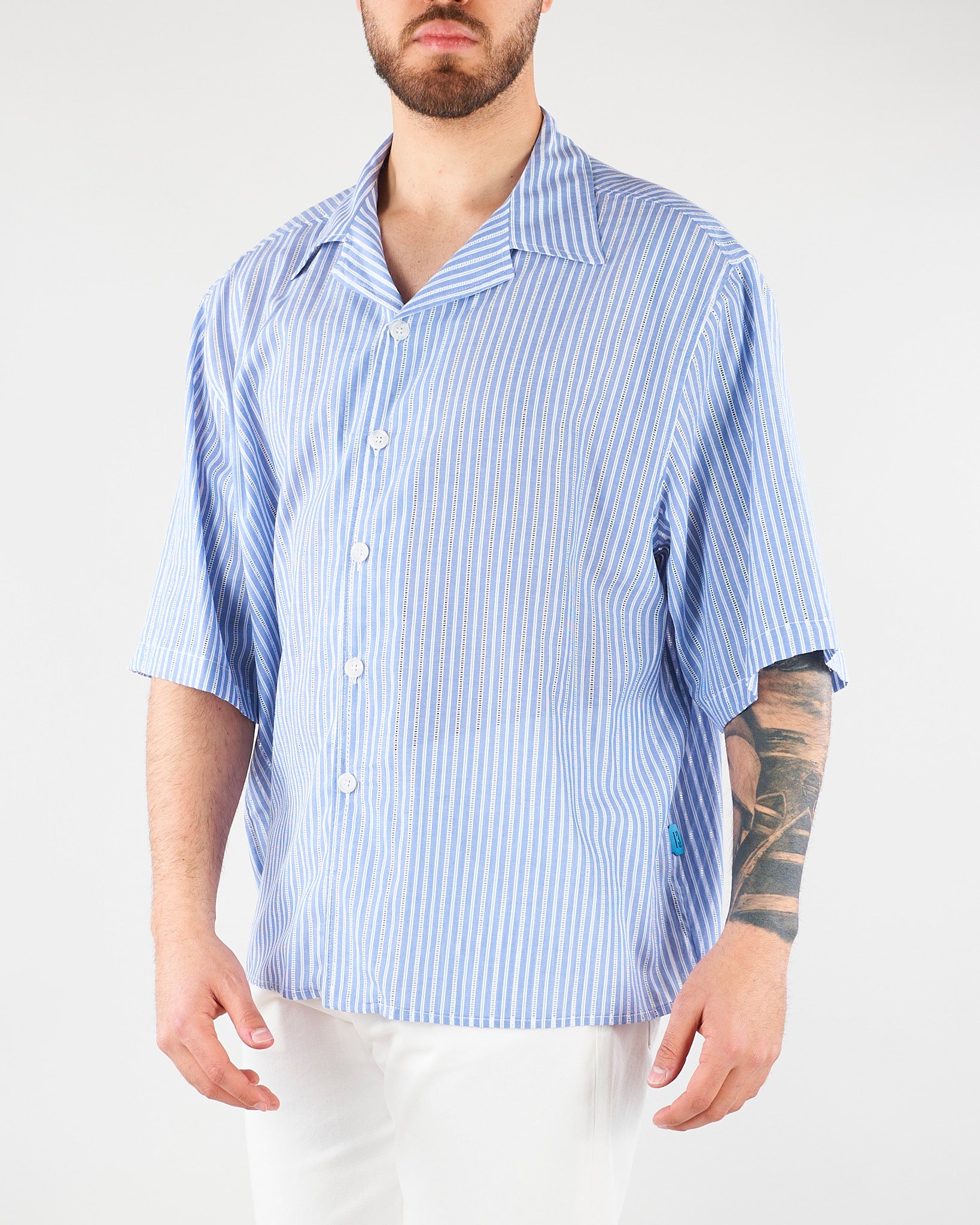 Camicia Blu-Bianco a righe in cotone CAU3DICI013 31 3DICI 