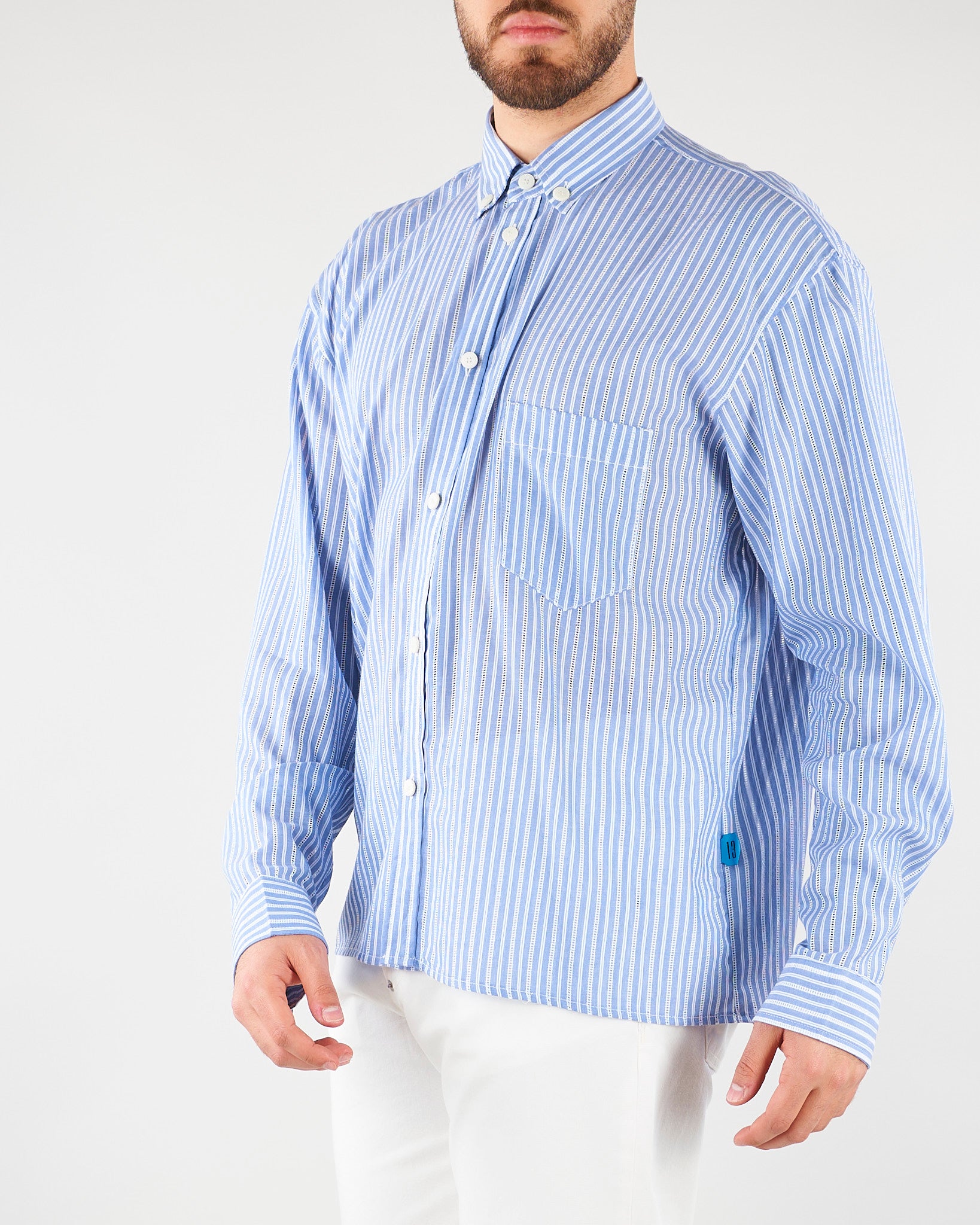 Camicia Blu-Bianco a righe in cotone CAU3DICI065 31 3DICI 