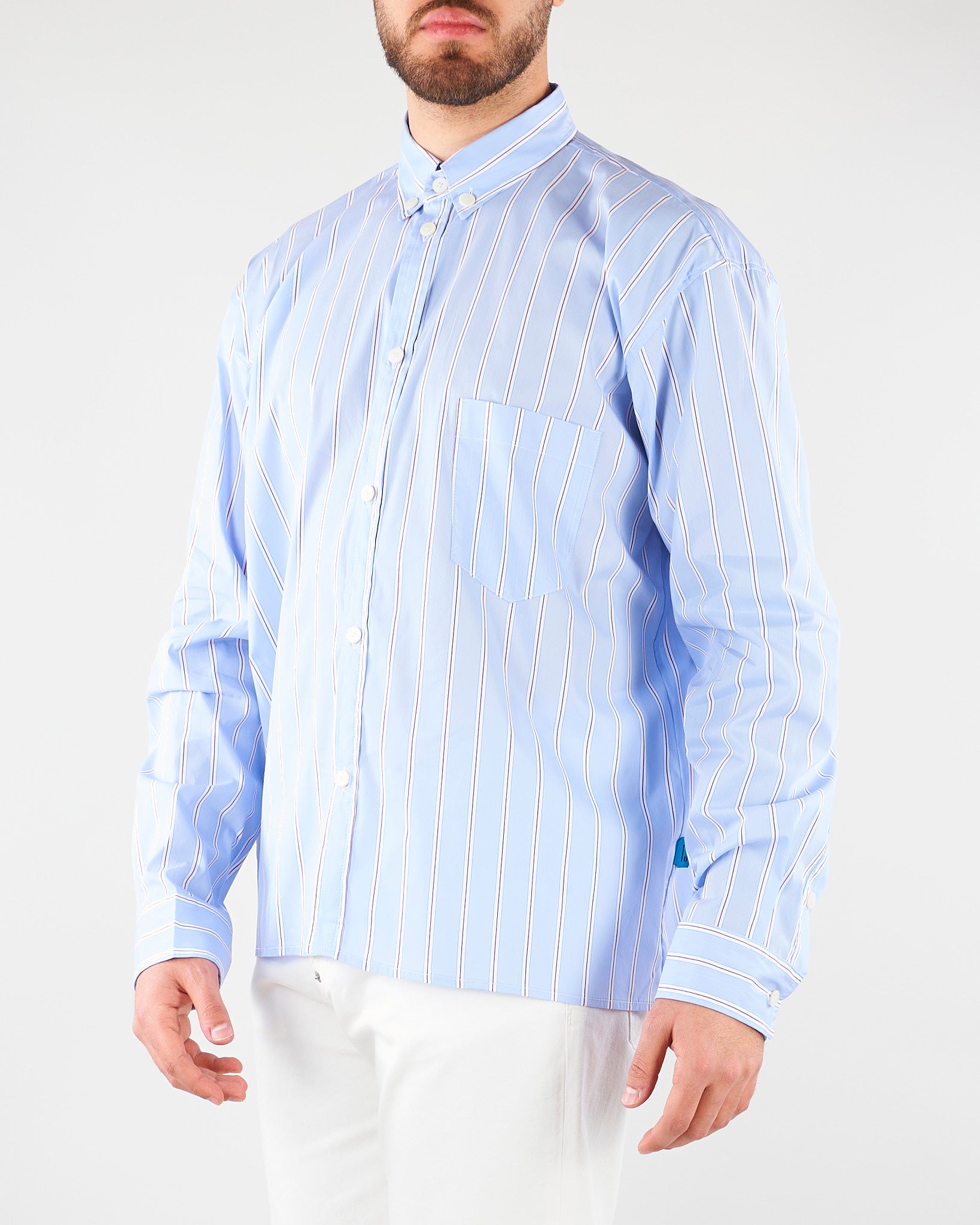 Camicia Celeste in cotone a righe CAU3DICI065B 30 3DICI 