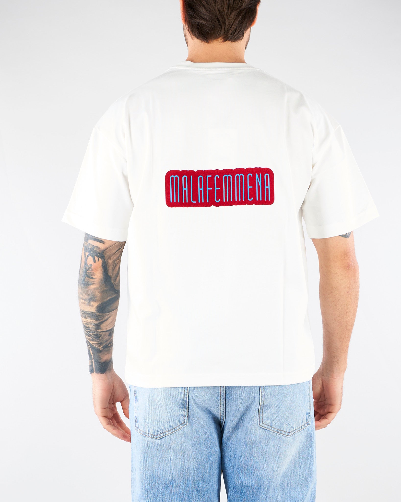 T-shirt boxy Bianco con stampa 'Malafemmena' sul retro MAU3DICI02 01 3DICI 