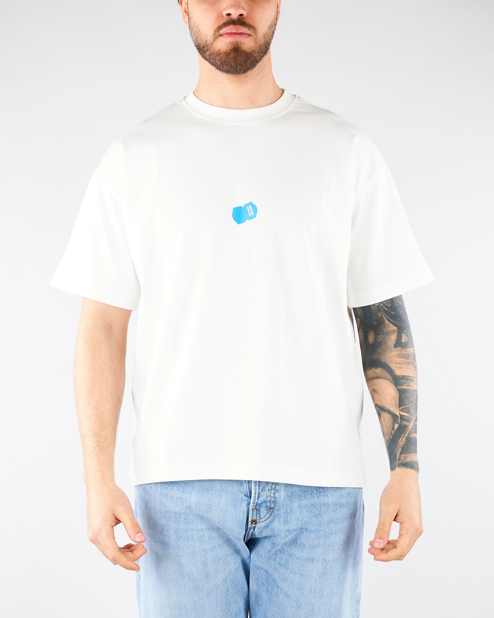 T-shirt boxy Bianco con stampa logo MAU3DICI03 01 3DICI 