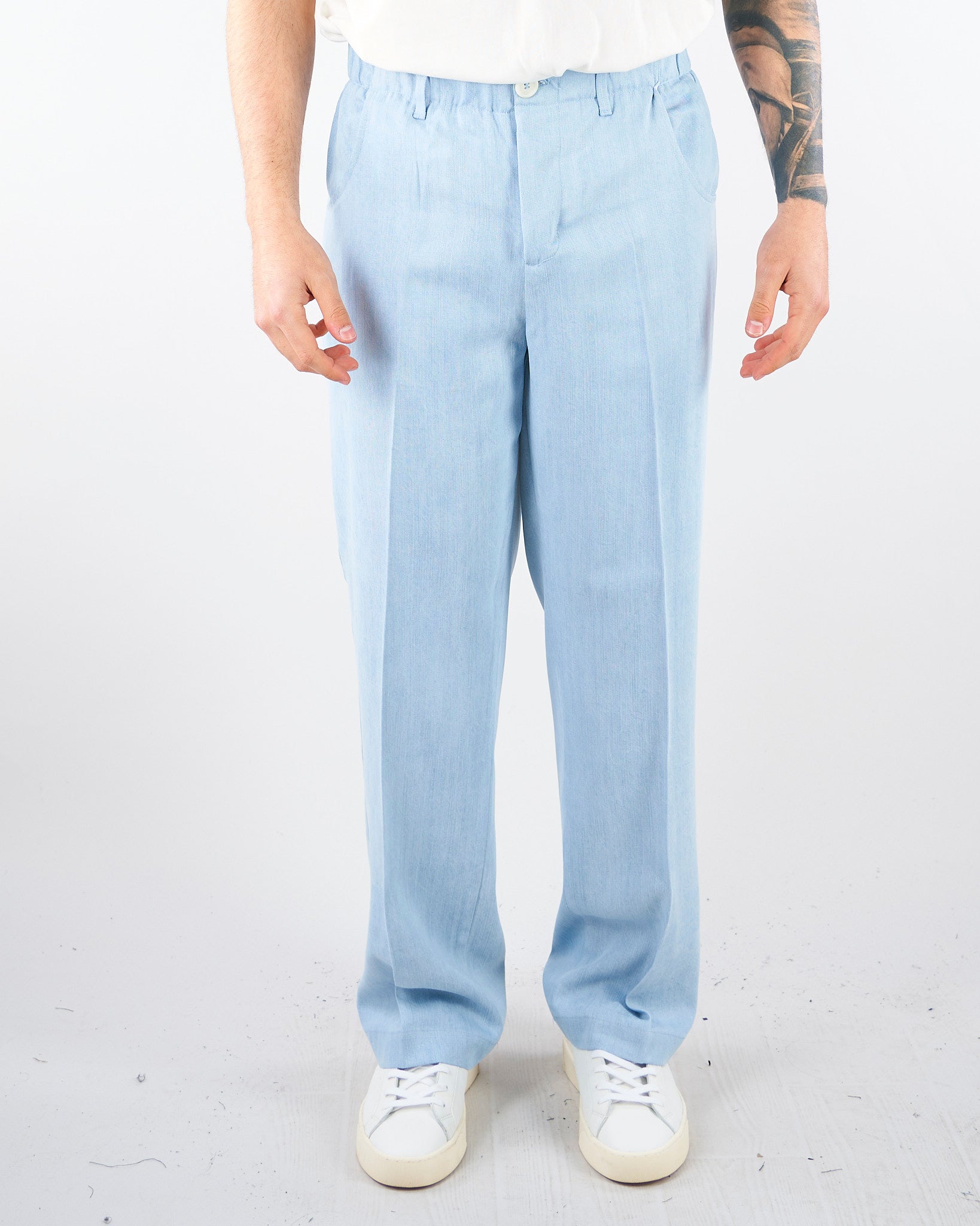 Pantalone Celeste con gamba e fondo ampio PAU3DICI039B 30 3DICI 