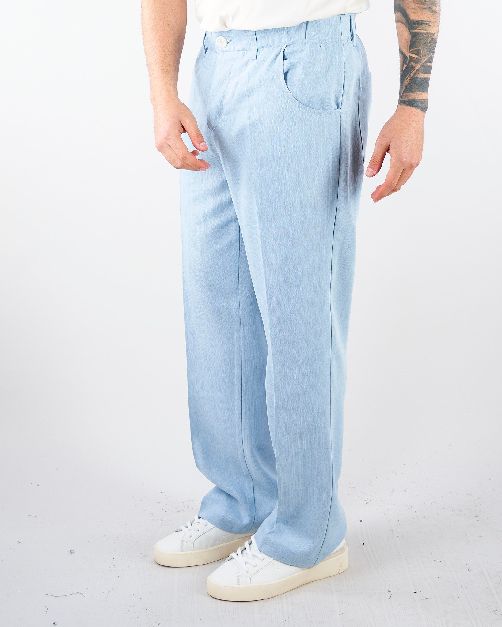 Pantalone Celeste con gamba e fondo ampio PAU3DICI039B 30 3DICI 