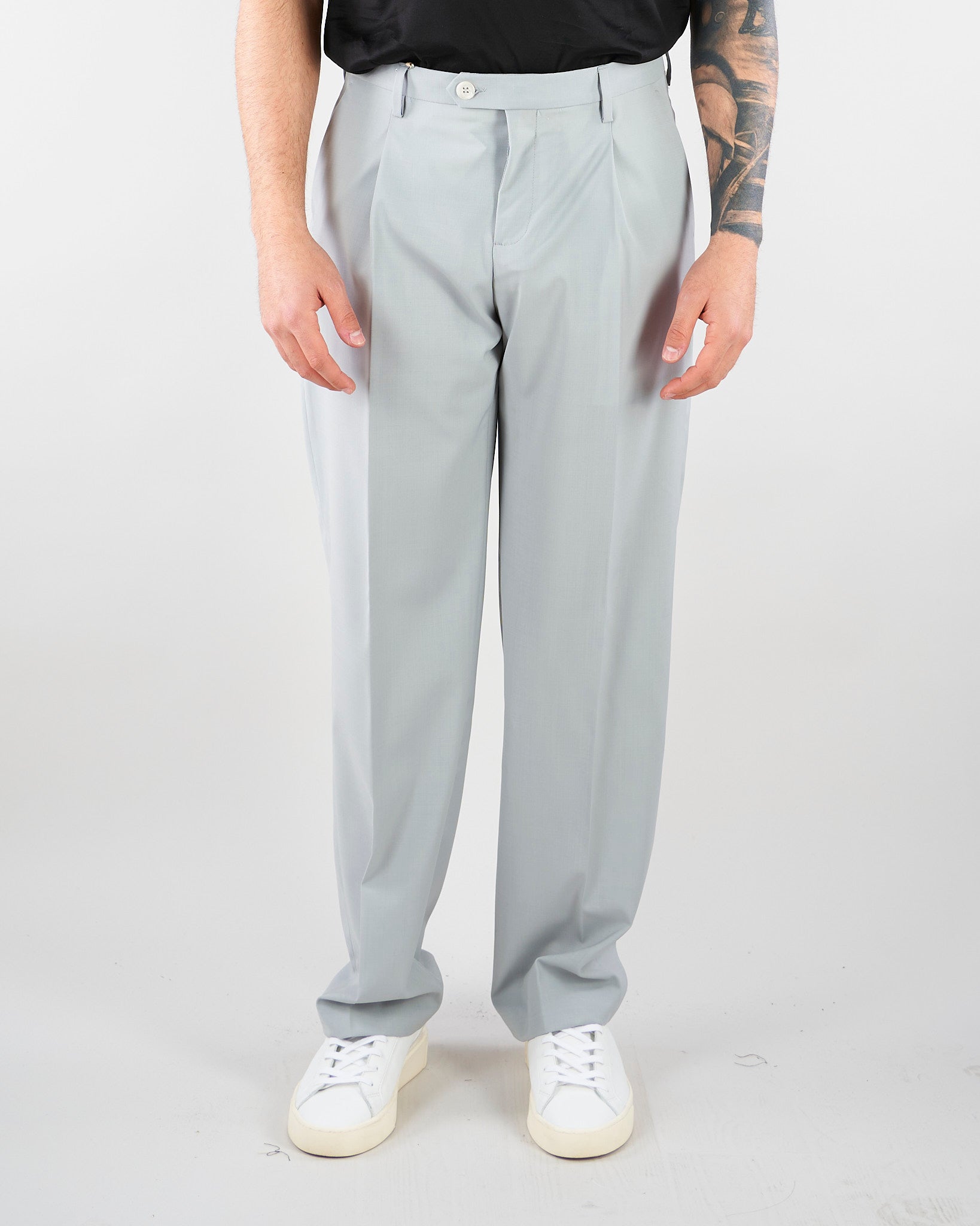 Pantalone Grigio in fresco lana con pences Relaxed fit PAU3DICI041 98 3DICI 