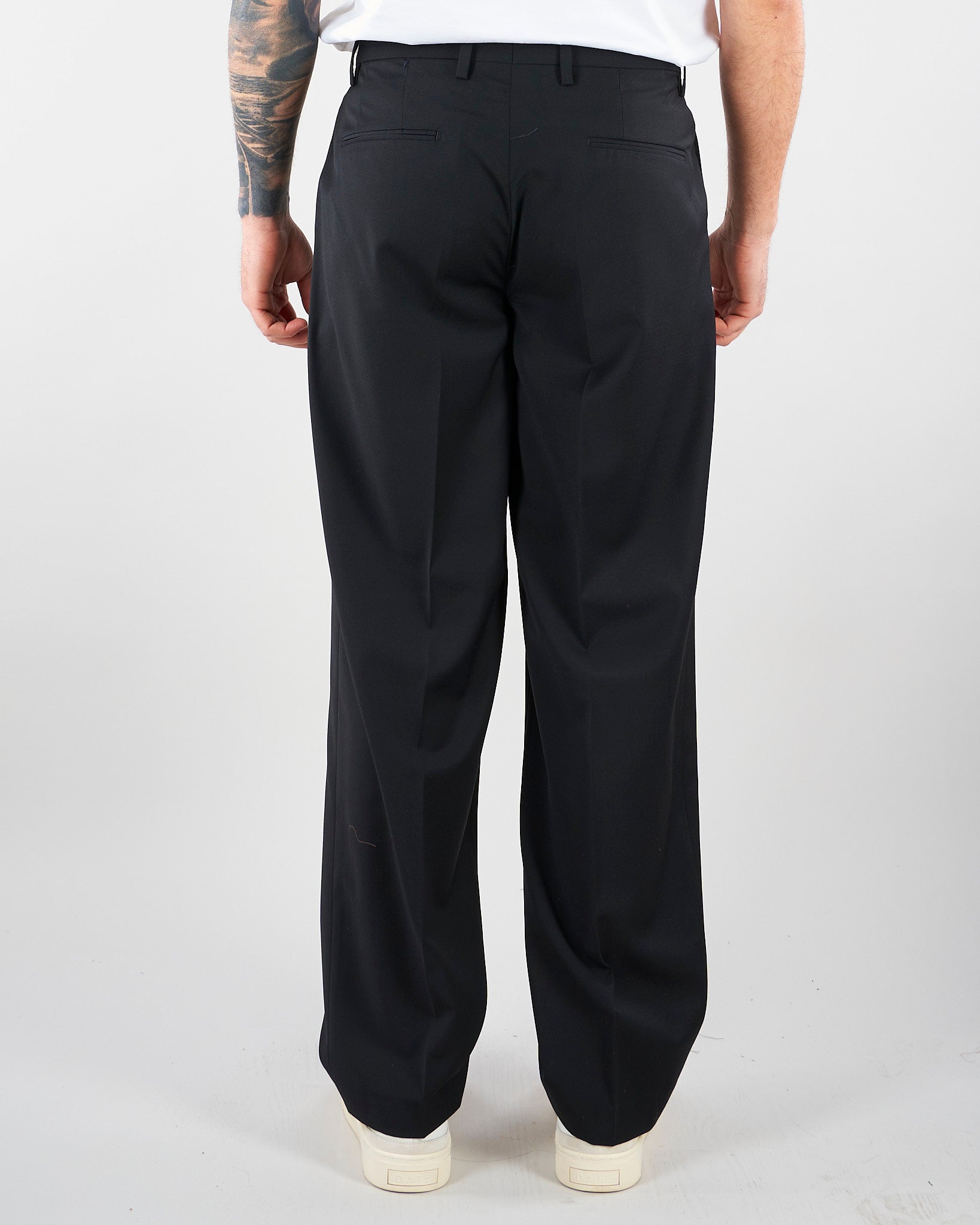 Pantalone Nero in fresco lana con pences Relaxed fit PAU3DICI041 99 3DICI 