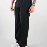 Pantalone Nero in fresco lana con pences Relaxed fit PAU3DICI041 99 3DICI 