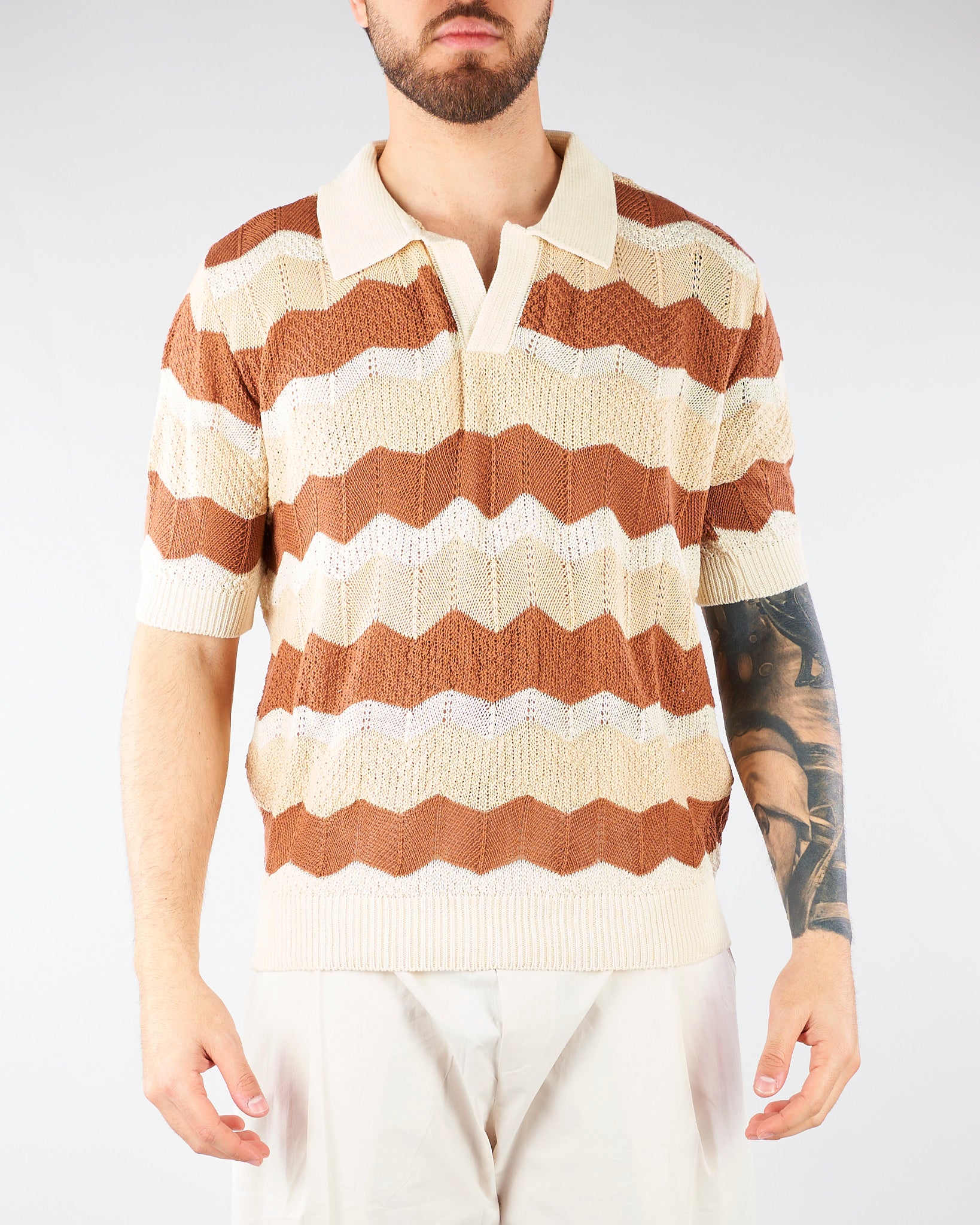Maglia Polo Crema-Coccio S6PKMAKP073 200 A PAPER KID 