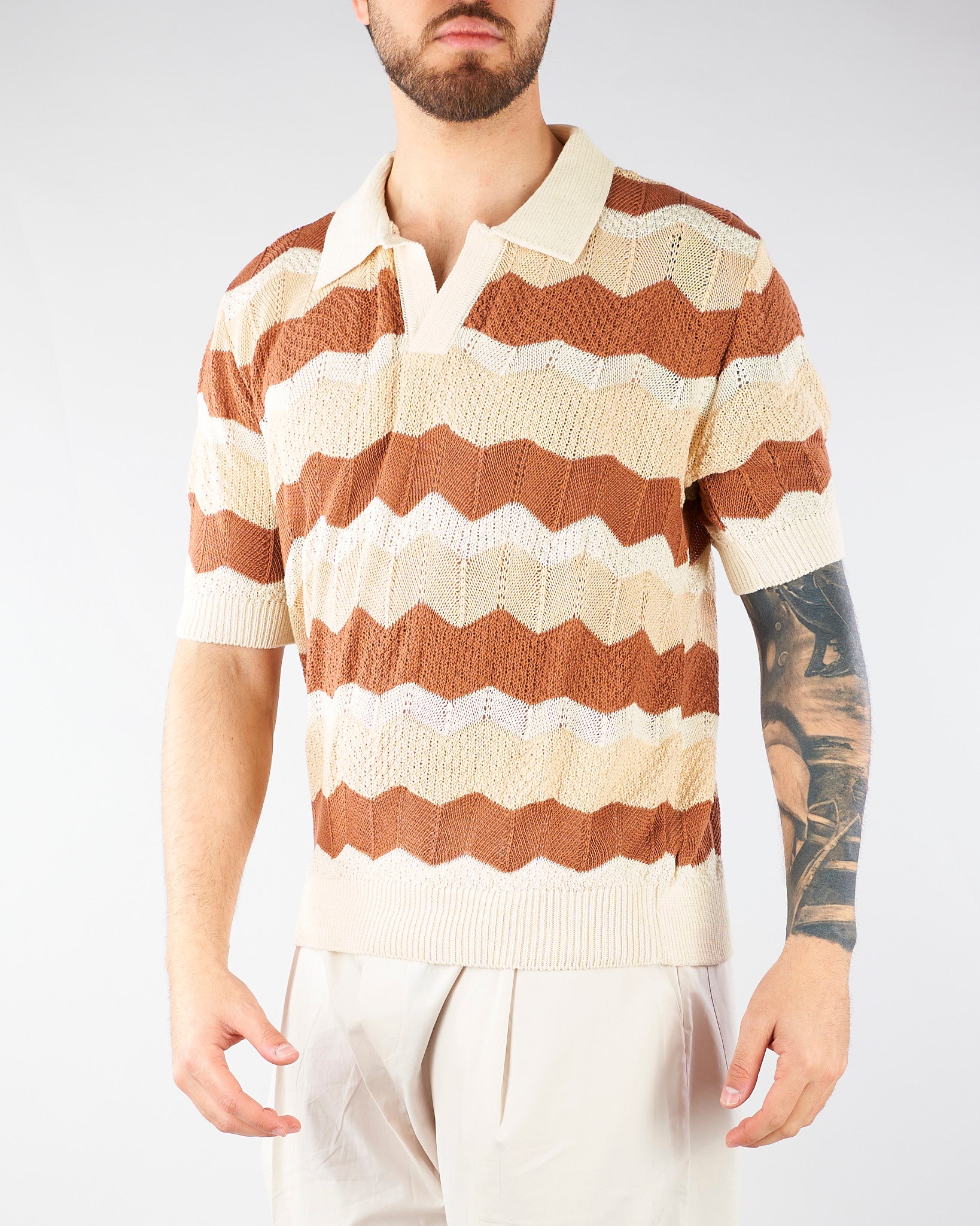 Maglia Polo Crema-Coccio S6PKMAKP073 200 A PAPER KID 
