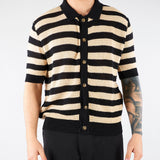 Polo in Maglia Nero-Crema a righe S6PKMAKP077 110 A PAPER KID 