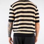 Polo in Maglia Nero-Crema a righe S6PKMAKP077 110 A PAPER KID 