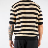 Polo in Maglia Nero-Crema a righe S6PKMAKP077 110 A PAPER KID 