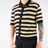 Polo in Maglia Nero-Crema a righe S6PKMAKP077 110 A PAPER KID 