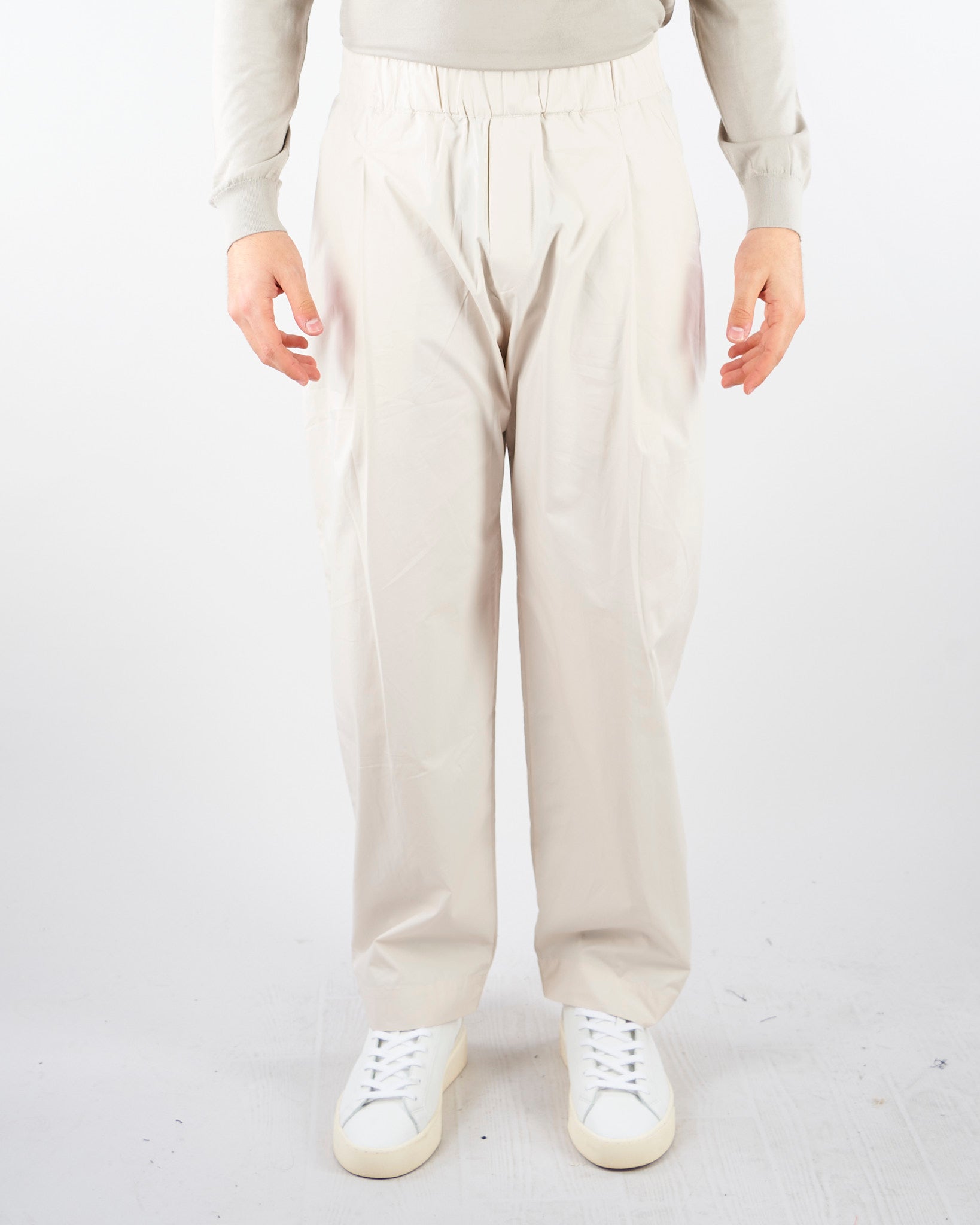 Pantalone Crema in cotone con elastico S6PKMAPA004 013 A PAPER KID 