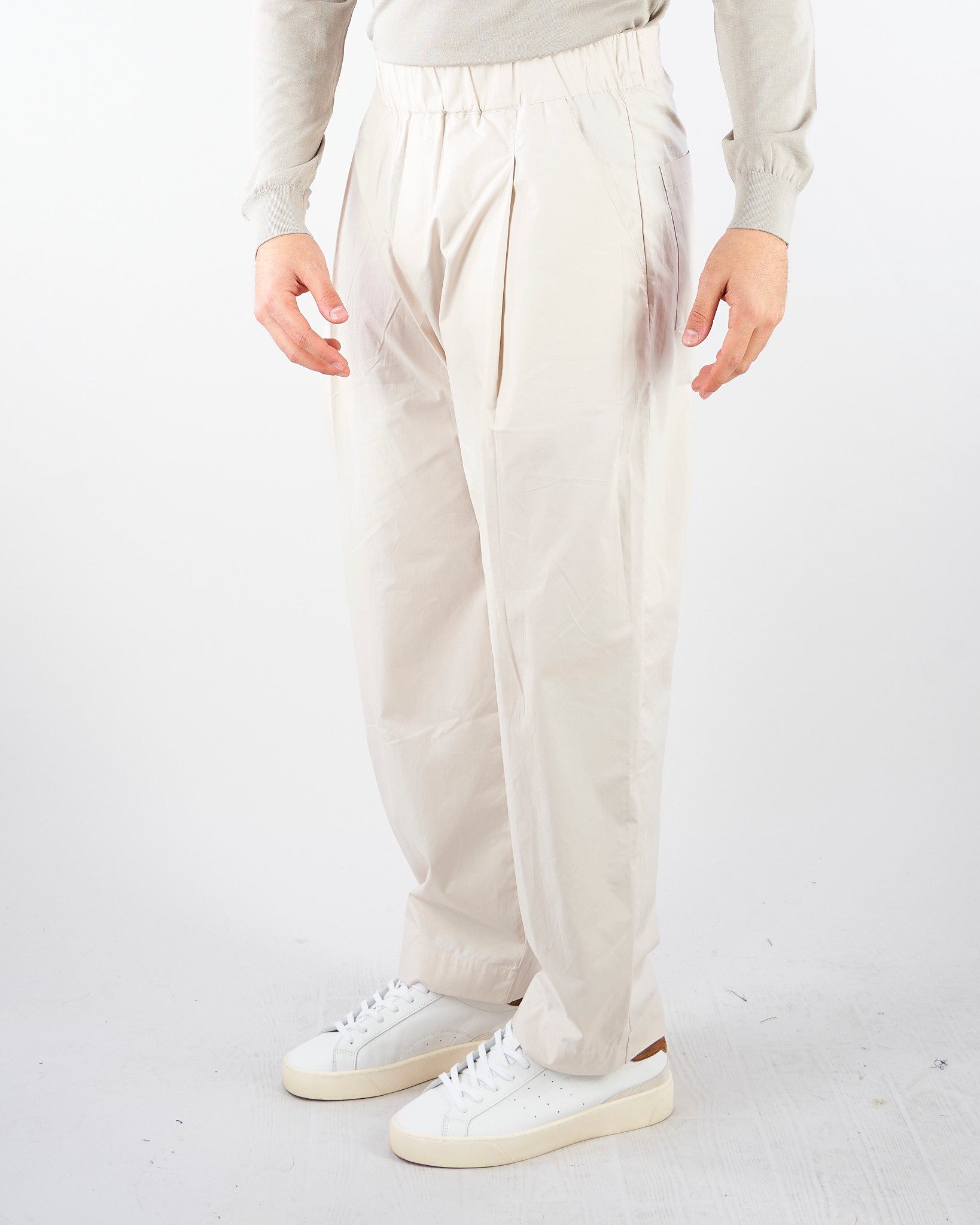 Pantalone Crema in cotone con elastico S6PKMAPA004 013 A PAPER KID 