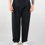 Pantalone Nero con elastico e pences Relaxed fit S6PKMAPA094 110 A PAPER KID 