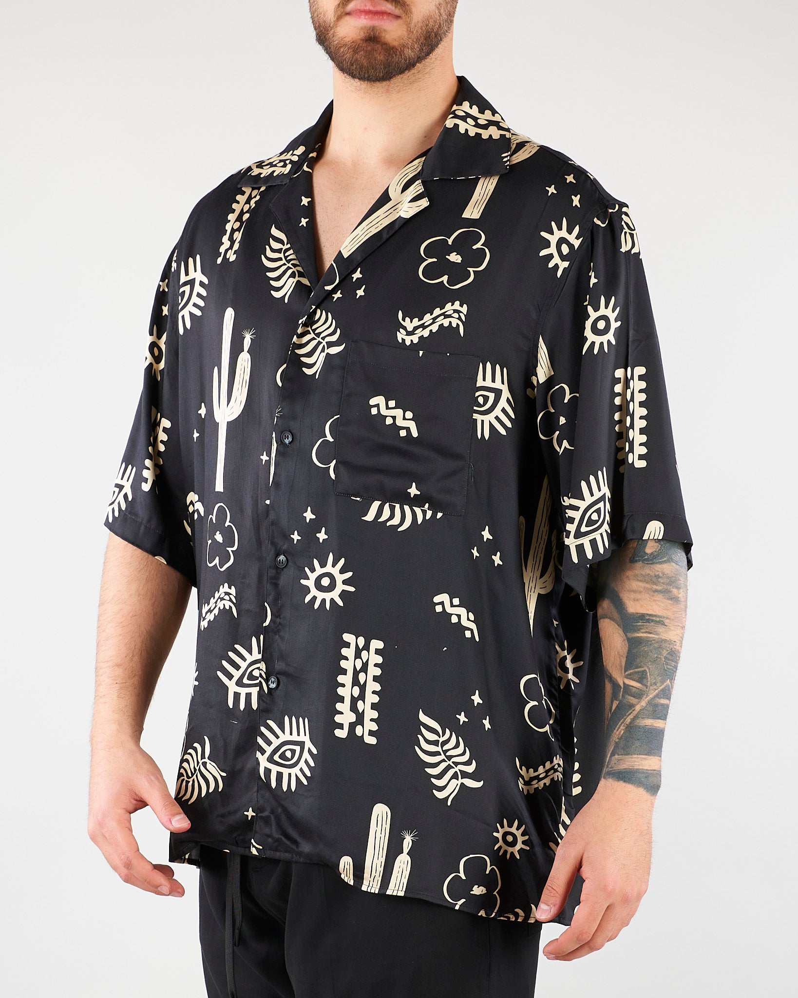 Camicia Nero con stampa all over S6PKMASI127 110 A PAPER KID 