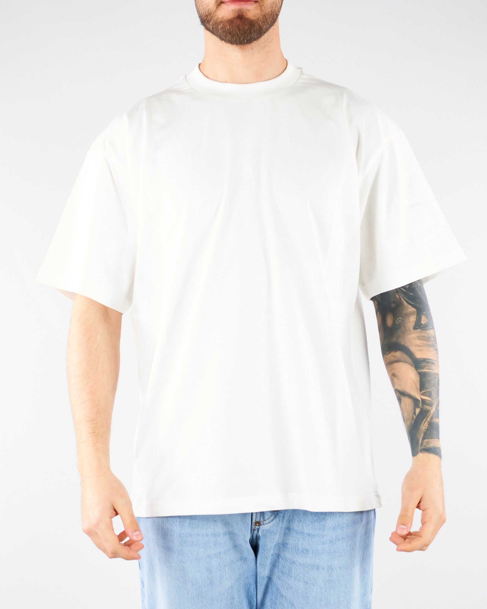 T-shirt Bianco con patch logo sul retro S6PKUATH148 002 A PAPER KID 